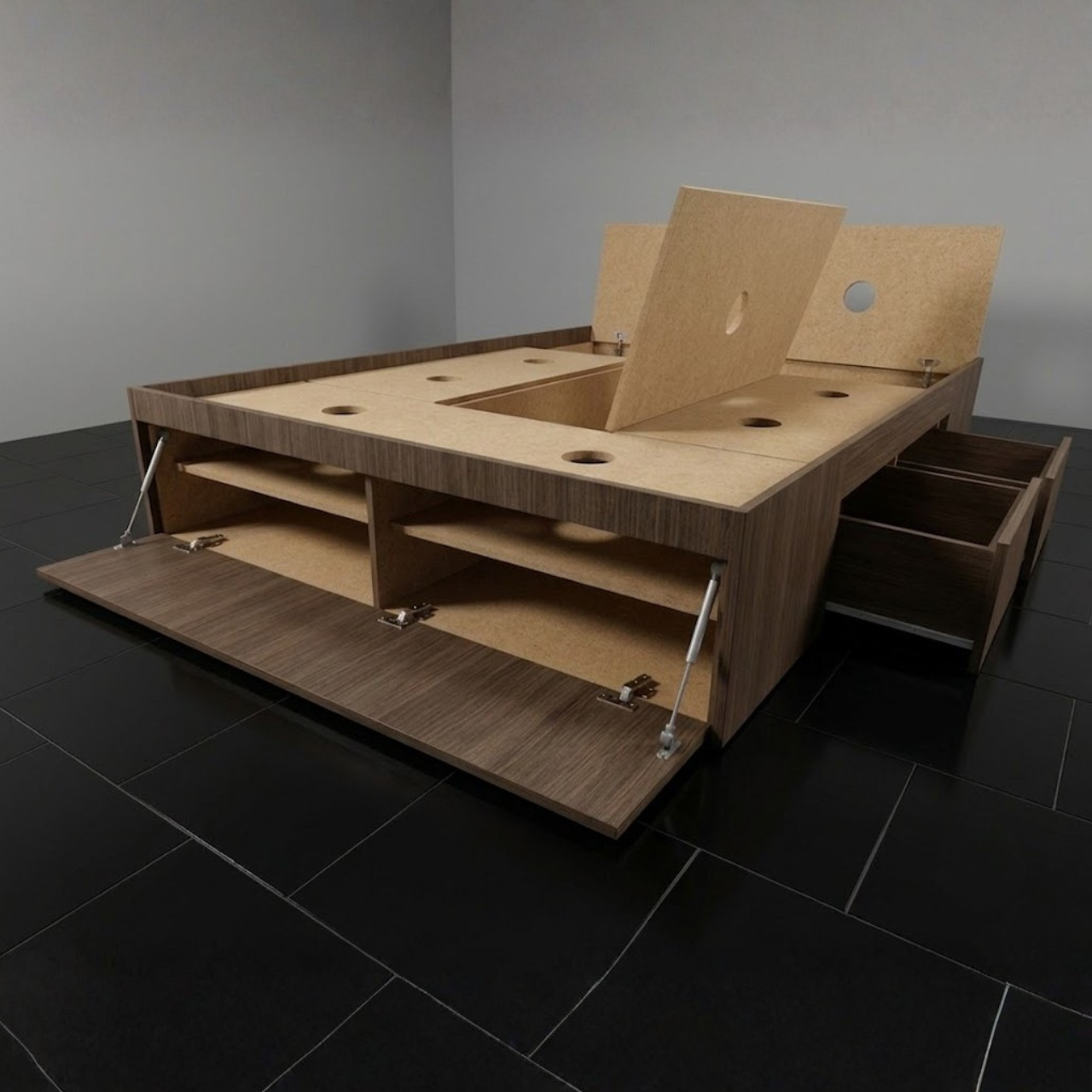 Sommier con Cajones y Baúles 2 Plazas | Guardado Inteligente 140×190